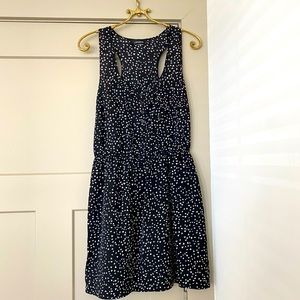 Black and White triangle 🔺 “polka” dots, with racer back top and elastic waist.